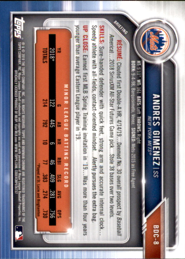 2019 Bowman Chrome Draft Baseball Part 1 Main Set Cards #BDC1 to #BDC200 - Picture 17 of 383