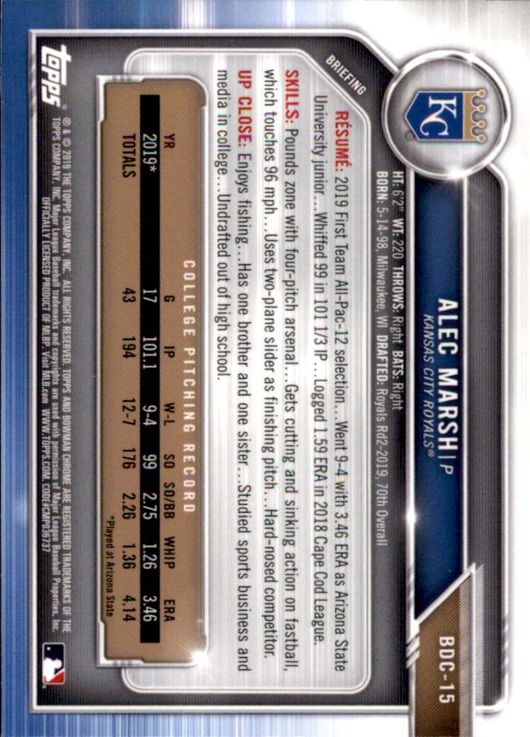 2019 Bowman Chrome Draft Baseball Part 1 Main Set Cards #BDC1 to #BDC200 - Picture 29 of 383