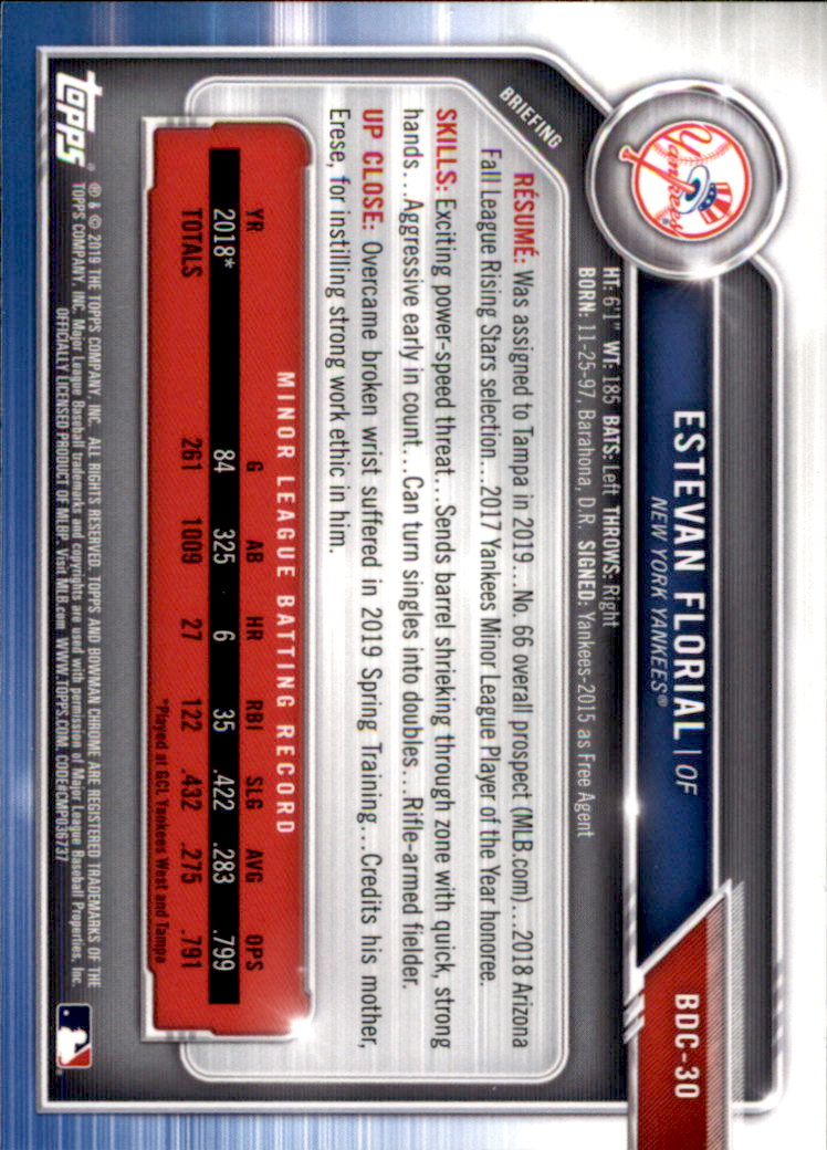 2019 Bowman Chrome Draft Baseball Part 1 Main Set Cards #BDC1 to #BDC200 - Picture 59 of 383