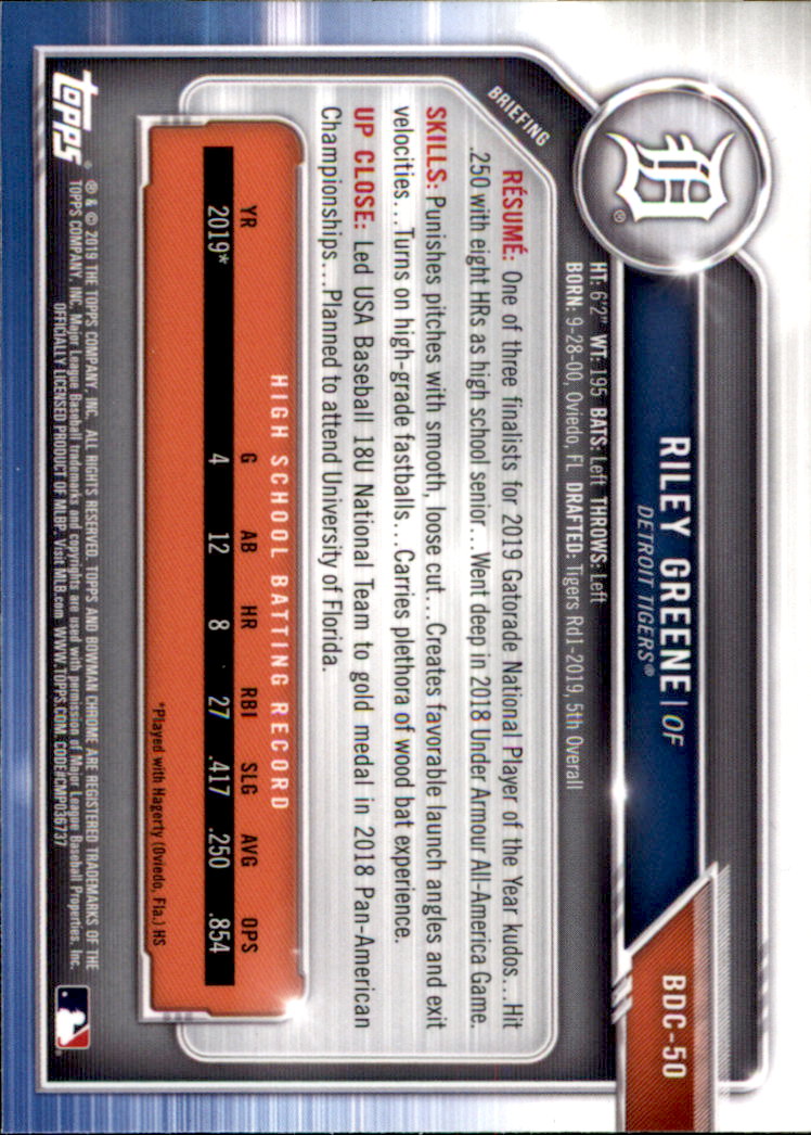 2019 Bowman Chrome Draft Baseball Part 1 Main Set Cards #BDC1 to #BDC200 - Picture 99 of 383