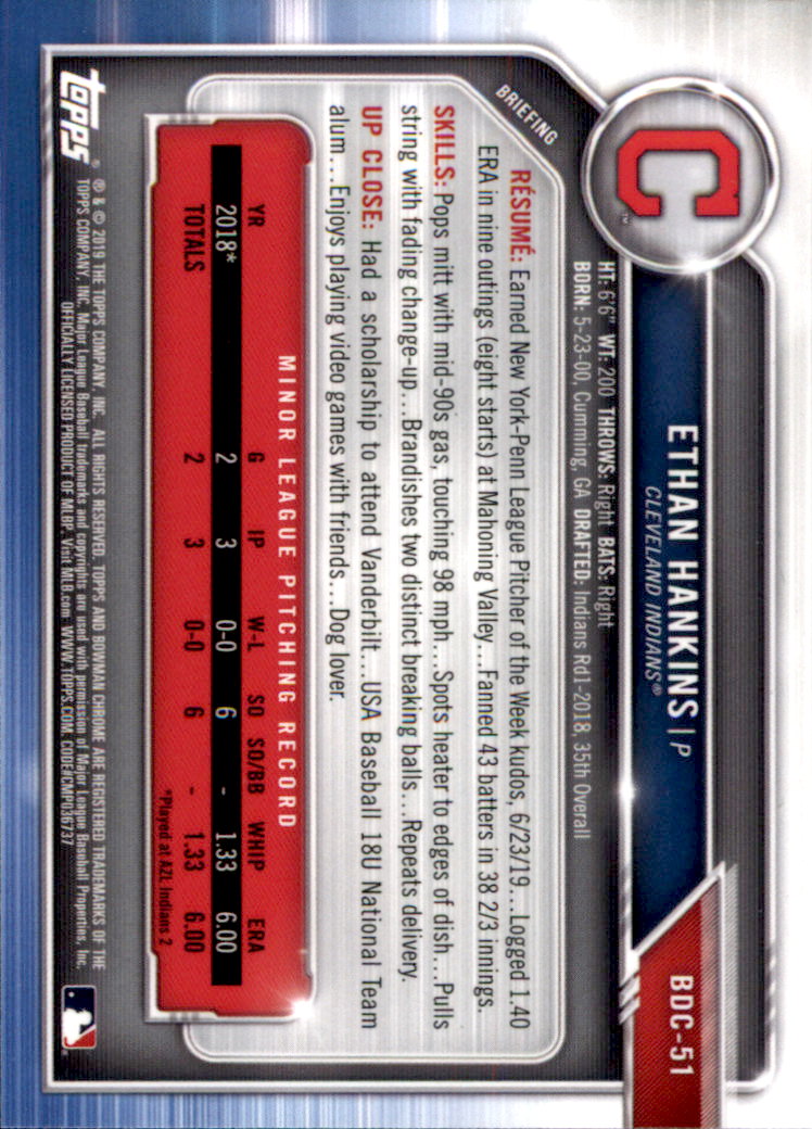 2019 Bowman Chrome Draft Baseball Part 1 Main Set Cards #BDC1 to #BDC200 - Picture 101 of 383