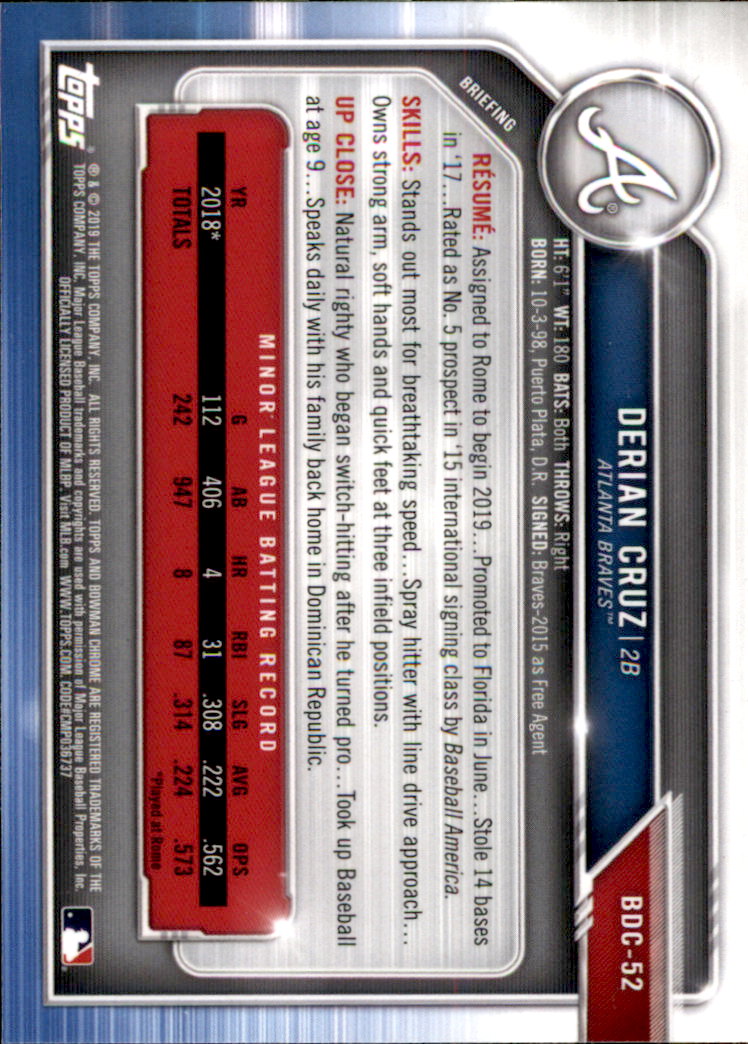 2019 Bowman Chrome Draft Baseball Part 1 Main Set Cards #BDC1 to #BDC200 - Picture 103 of 383