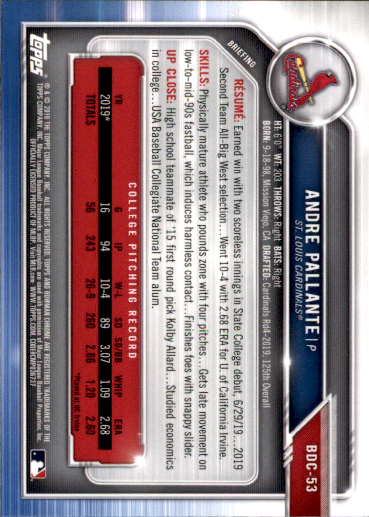 2019 Bowman Chrome Draft Baseball Part 1 Main Set Cards #BDC1 to #BDC200 - Picture 105 of 383