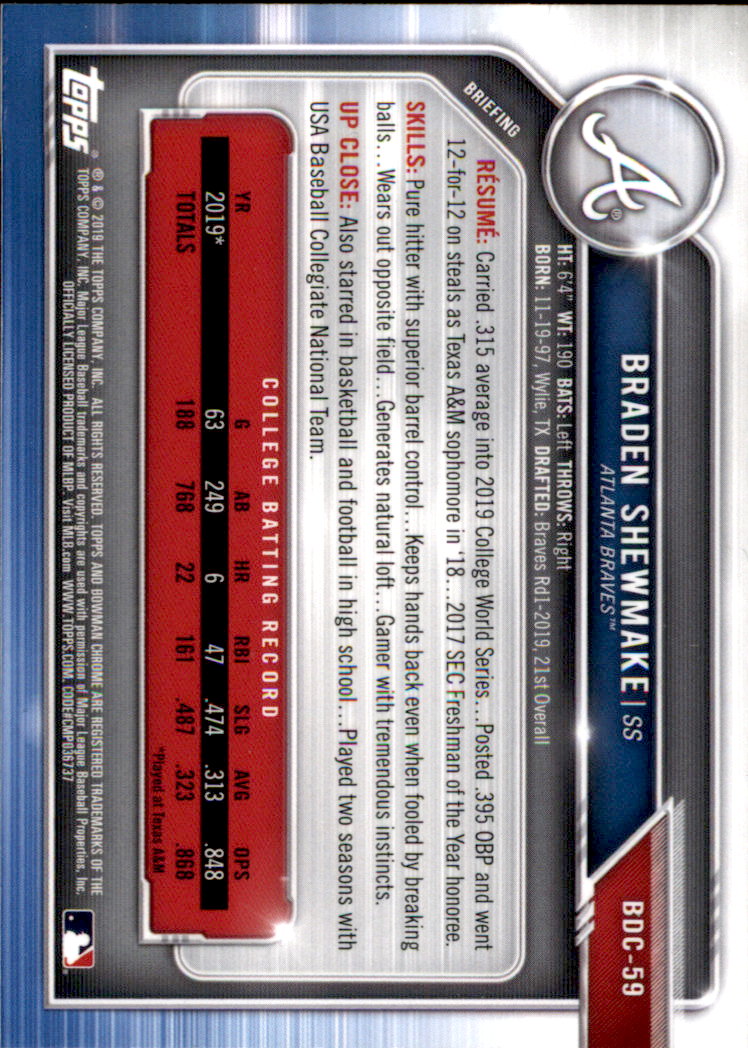 2019 Bowman Chrome Draft Baseball Part 1 Main Set Cards #BDC1 to #BDC200 - Picture 117 of 383