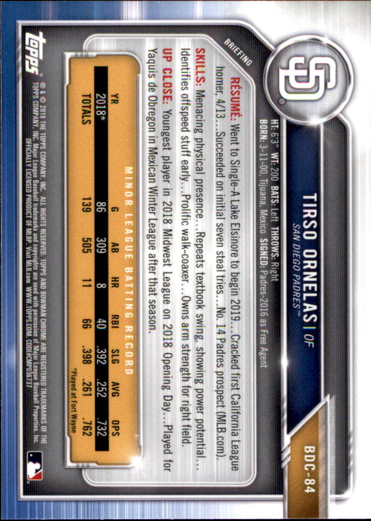 2019 Bowman Chrome Draft Baseball Part 1 Main Set Cards #BDC1 to #BDC200 - Picture 163 of 383