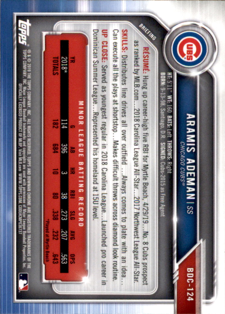 2019 Bowman Chrome Draft Baseball Part 1 Main Set Cards #BDC1 to #BDC200 - Picture 239 of 383