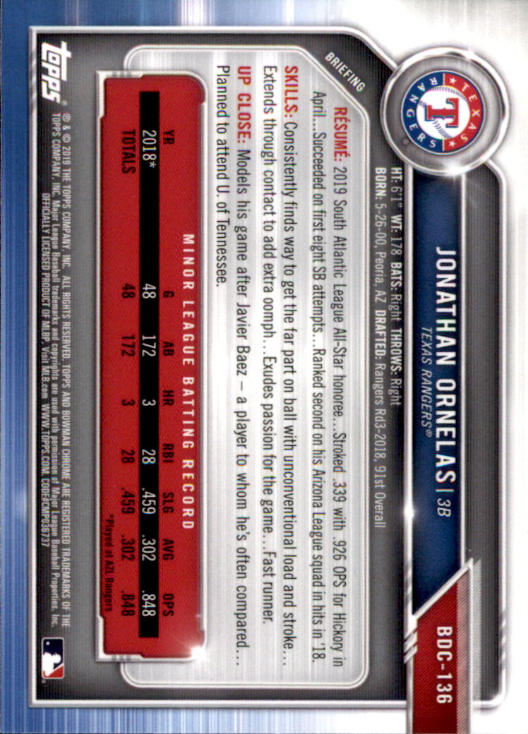 2019 Bowman Chrome Draft Baseball Part 1 Main Set Cards #BDC1 to #BDC200 - Picture 257 of 383