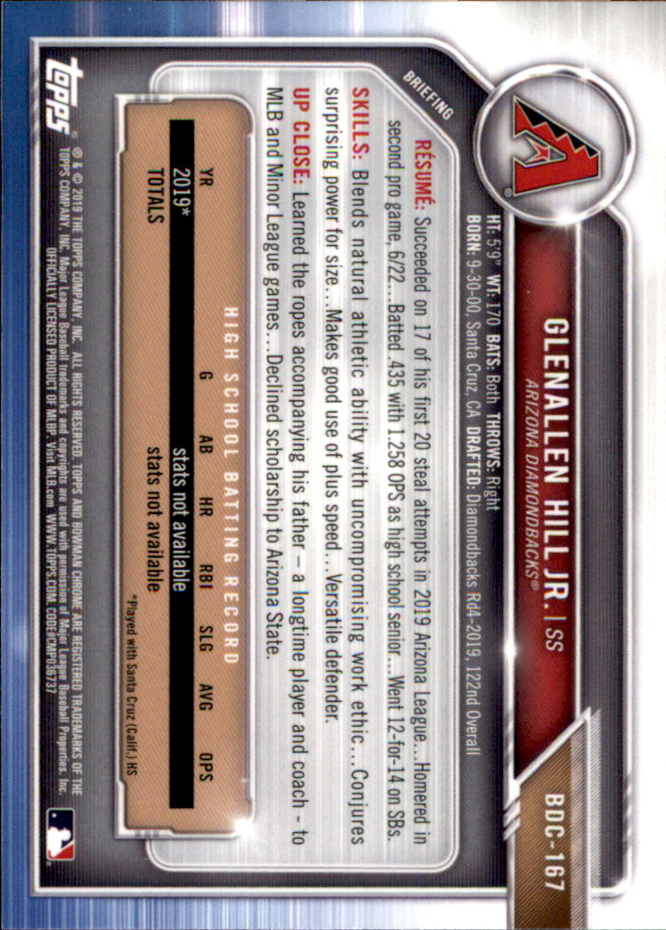 2019 Bowman Chrome Draft Baseball Part 1 Main Set Cards #BDC1 to #BDC200 - Picture 319 of 383