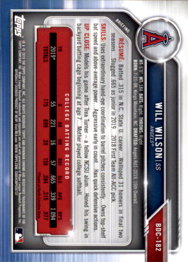 2019 Bowman Chrome Draft Baseball Part 1 Main Set Cards #BDC1 to #BDC200 - Picture 349 of 383