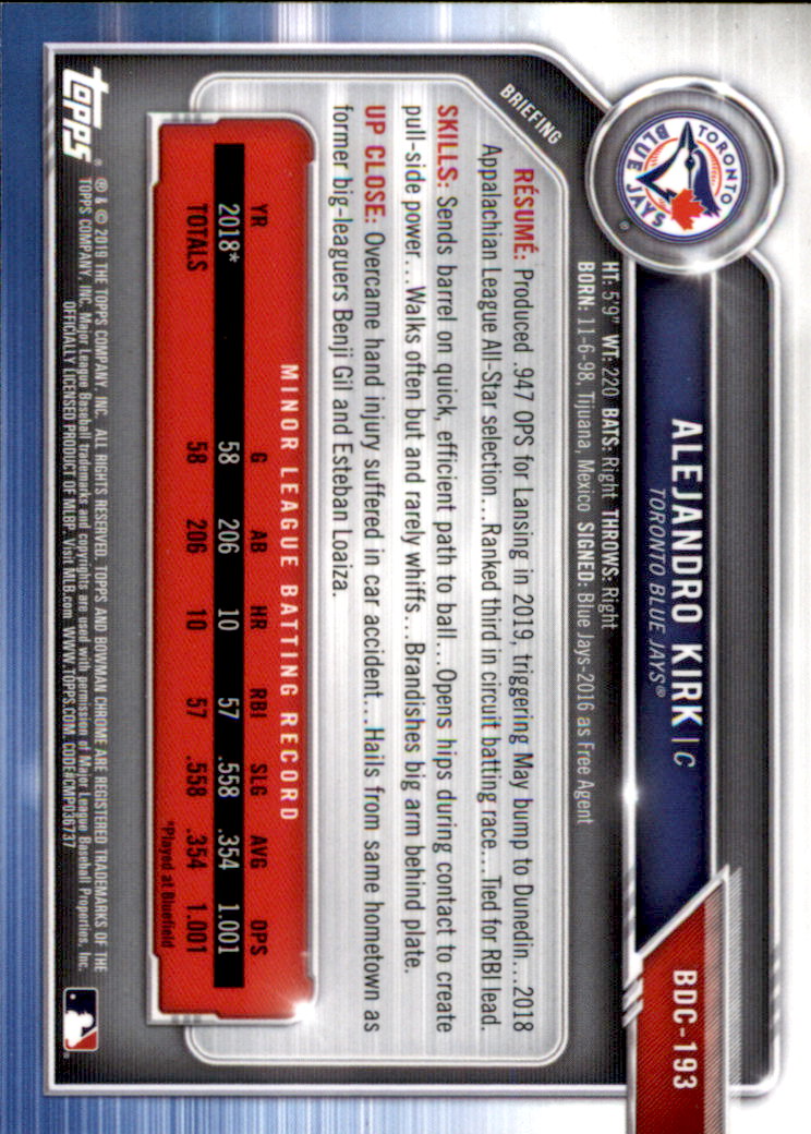 2019 Bowman Chrome Draft Baseball Part 1 Main Set Cards #BDC1 to #BDC200 - Picture 369 of 383