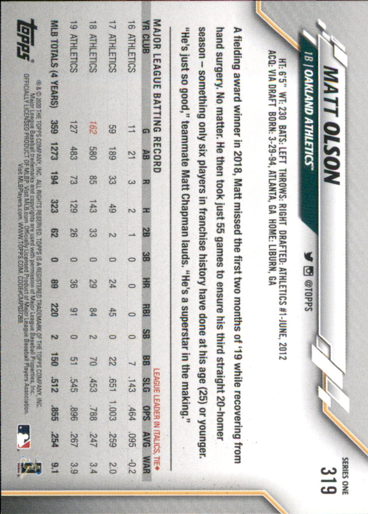 2020 TOPPS BASEBALL ASSORTED SINGLES U-PICK #251-500 - Picture 53 of 301