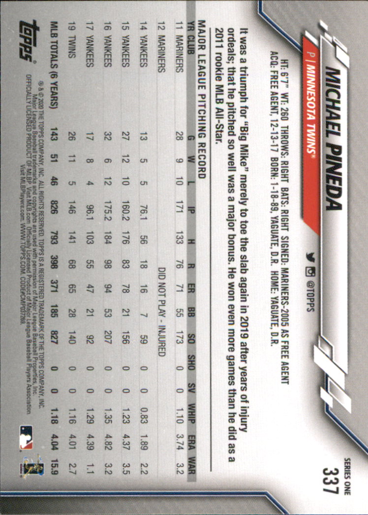 2020 TOPPS BASEBALL ASSORTED SINGLES U-PICK #251-500 - Picture 71 of 301