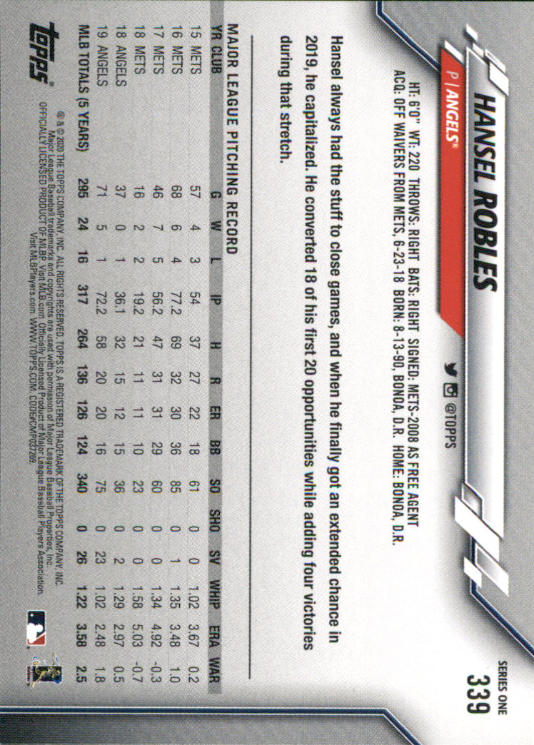 2020 TOPPS BASEBALL ASSORTED SINGLES U-PICK #251-500 - Picture 73 of 301