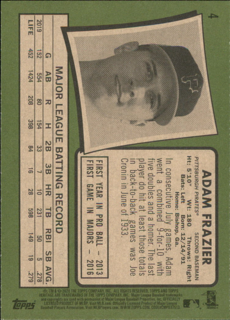 2020 Topps Heritage Baseball Part 1 Main Set Cards #1-#250 Rookies and Veterans - Picture 7 of 485