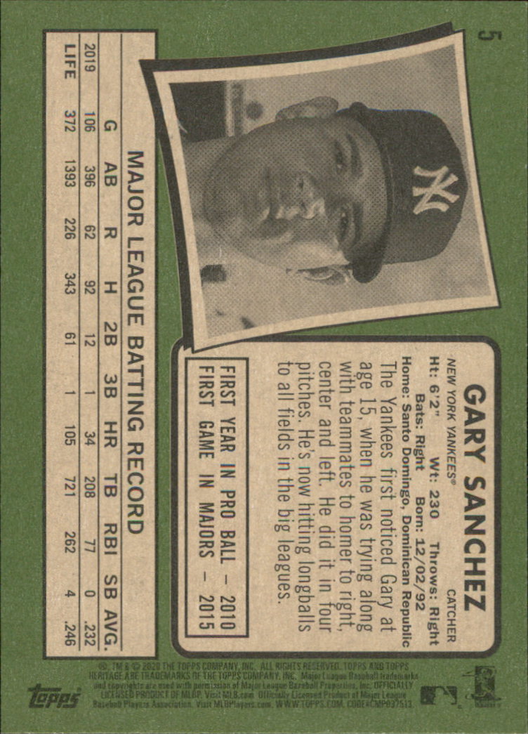 2020 Topps Heritage Baseball Part 1 Main Set Cards #1-#250 Rookies and Veterans - Picture 9 of 485