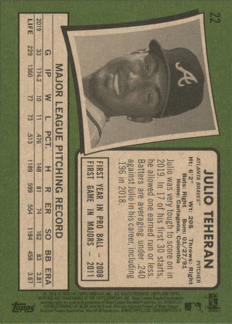 2020 Topps Heritage Baseball Part 1 Main Set Cards #1-#250 Rookies and Veterans - Picture 41 of 485
