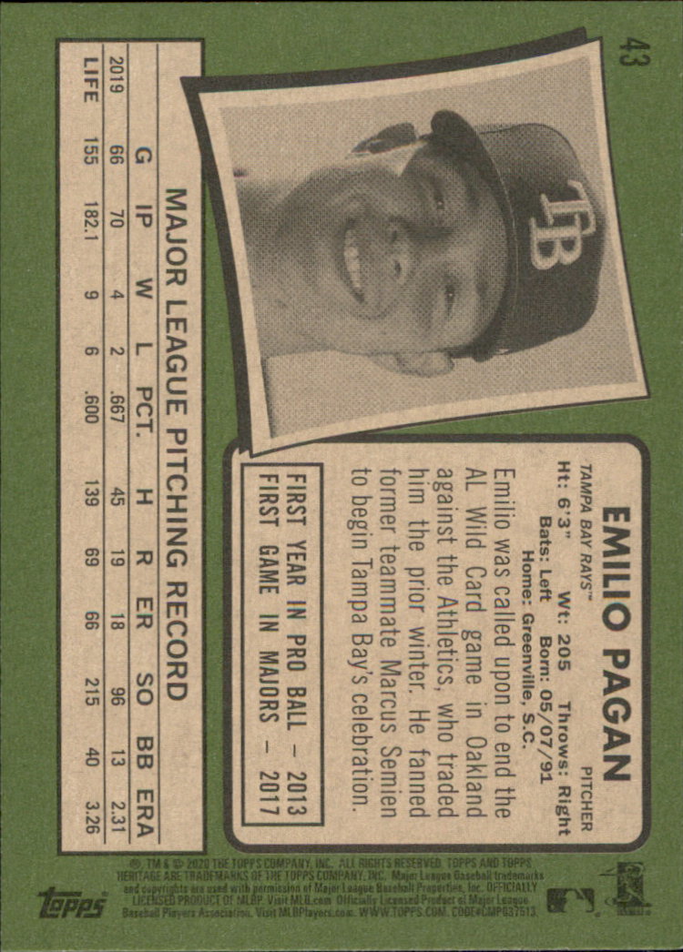 2020 Topps Heritage Baseball Part 1 Main Set Cards #1-#250 Rookies and Veterans - Picture 83 of 485