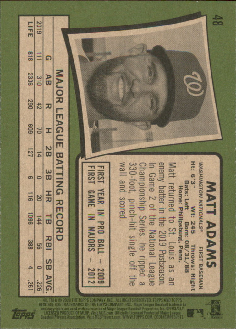 2020 Topps Heritage Baseball Part 1 Main Set Cards #1-#250 Rookies and Veterans - Picture 93 of 485