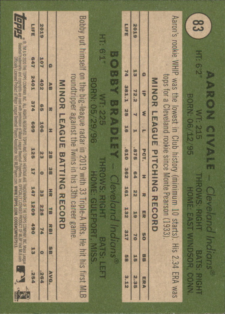 2020 Topps Heritage Baseball Part 1 Main Set Cards #1-#250 Rookies and Veterans - Picture 161 of 485