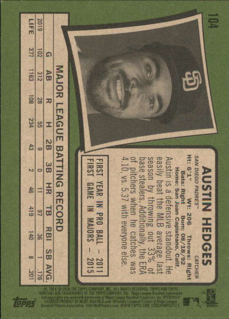 2020 Topps Heritage Baseball Part 1 Main Set Cards #1-#250 Rookies and Veterans - Picture 203 of 485
