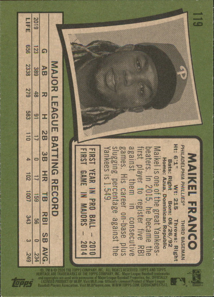 2020 Topps Heritage Baseball Part 1 Main Set Cards #1-#250 Rookies and Veterans - Picture 233 of 485