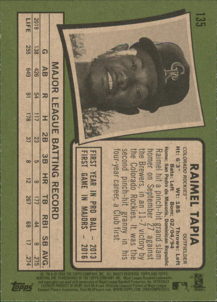 2020 Topps Heritage Baseball Part 1 Main Set Cards #1-#250 Rookies and Veterans - Picture 263 of 485