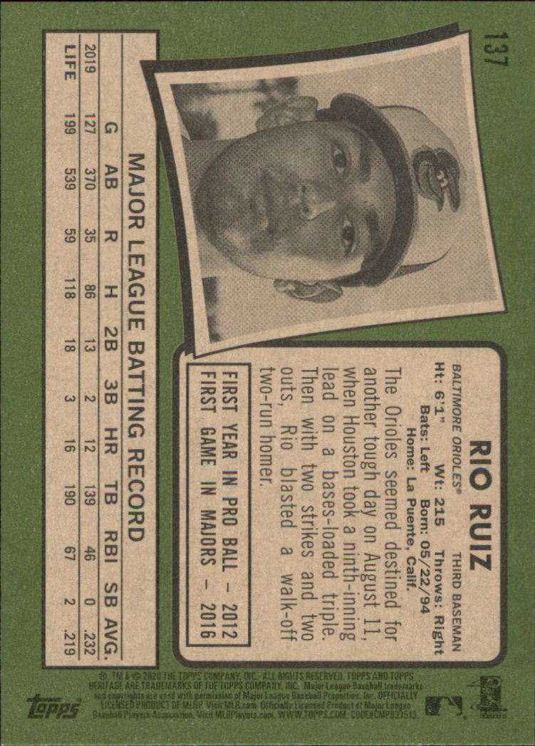 2020 Topps Heritage Baseball Part 1 Main Set Cards #1-#250 Rookies and Veterans - Picture 267 of 485