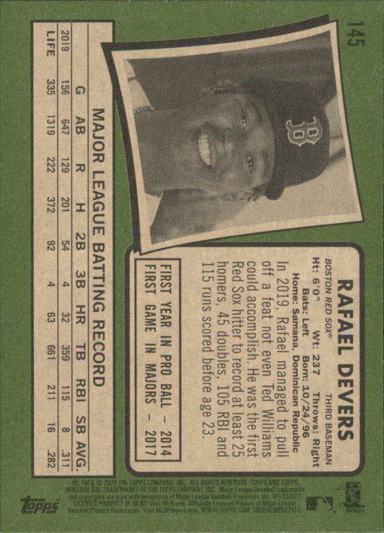 2020 Topps Heritage Baseball Part 1 Main Set Cards #1-#250 Rookies and Veterans - Picture 283 of 485