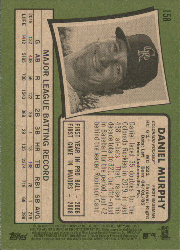 2020 Topps Heritage Baseball Part 1 Main Set Cards #1-#250 Rookies and Veterans - Picture 309 of 485