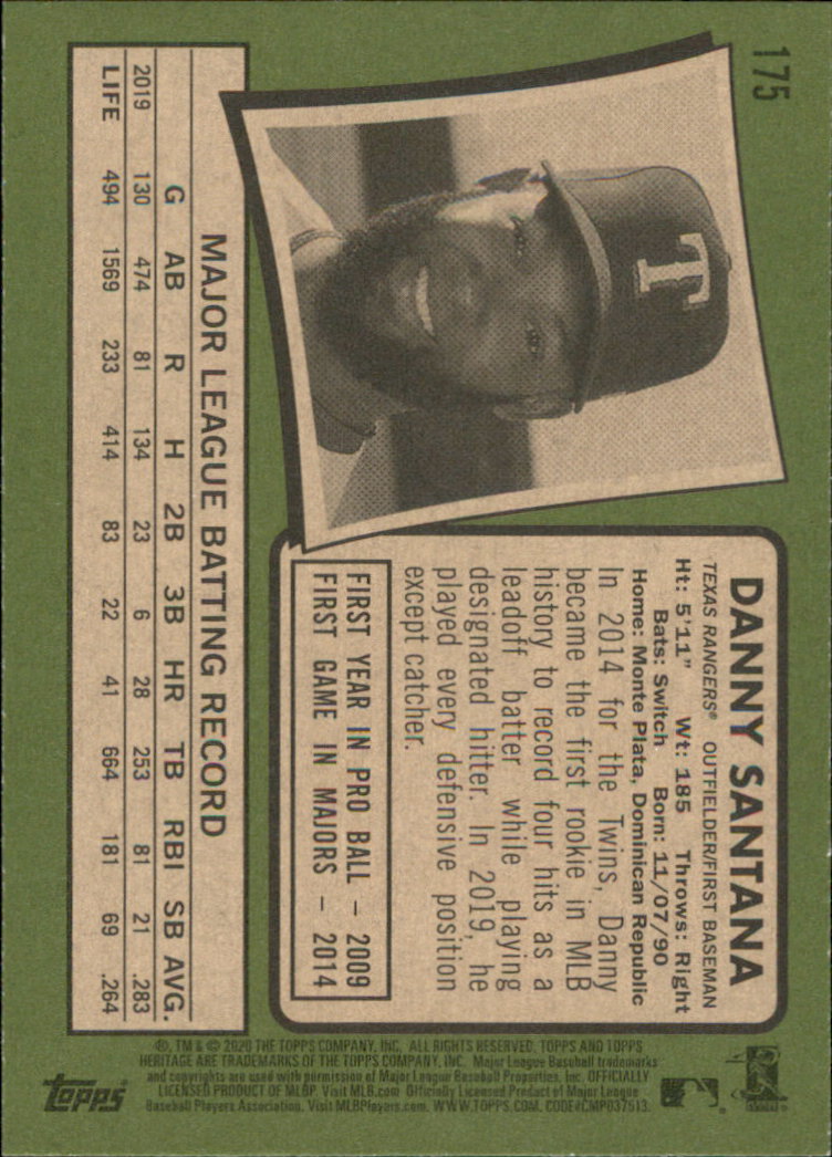 2020 Topps Heritage Baseball Part 1 Main Set Cards #1-#250 Rookies and Veterans - Picture 341 of 485