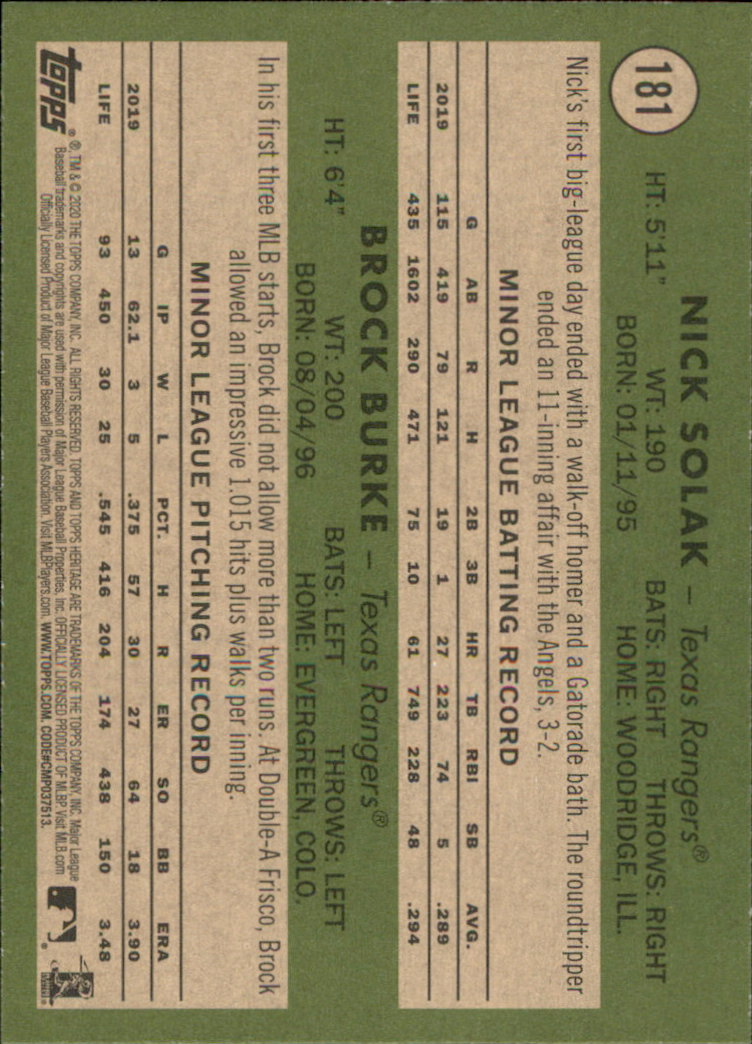 2020 Topps Heritage Baseball Part 1 Main Set Cards #1-#250 Rookies and Veterans - Picture 353 of 485