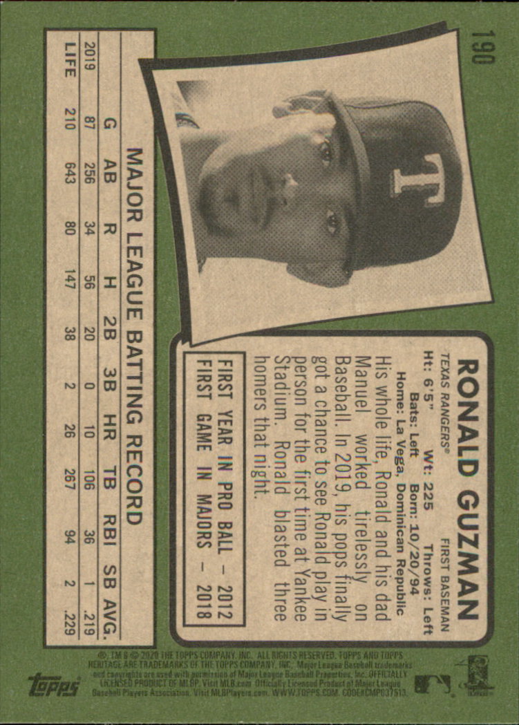 2020 Topps Heritage Baseball Part 1 Main Set Cards #1-#250 Rookies and Veterans - Picture 371 of 485
