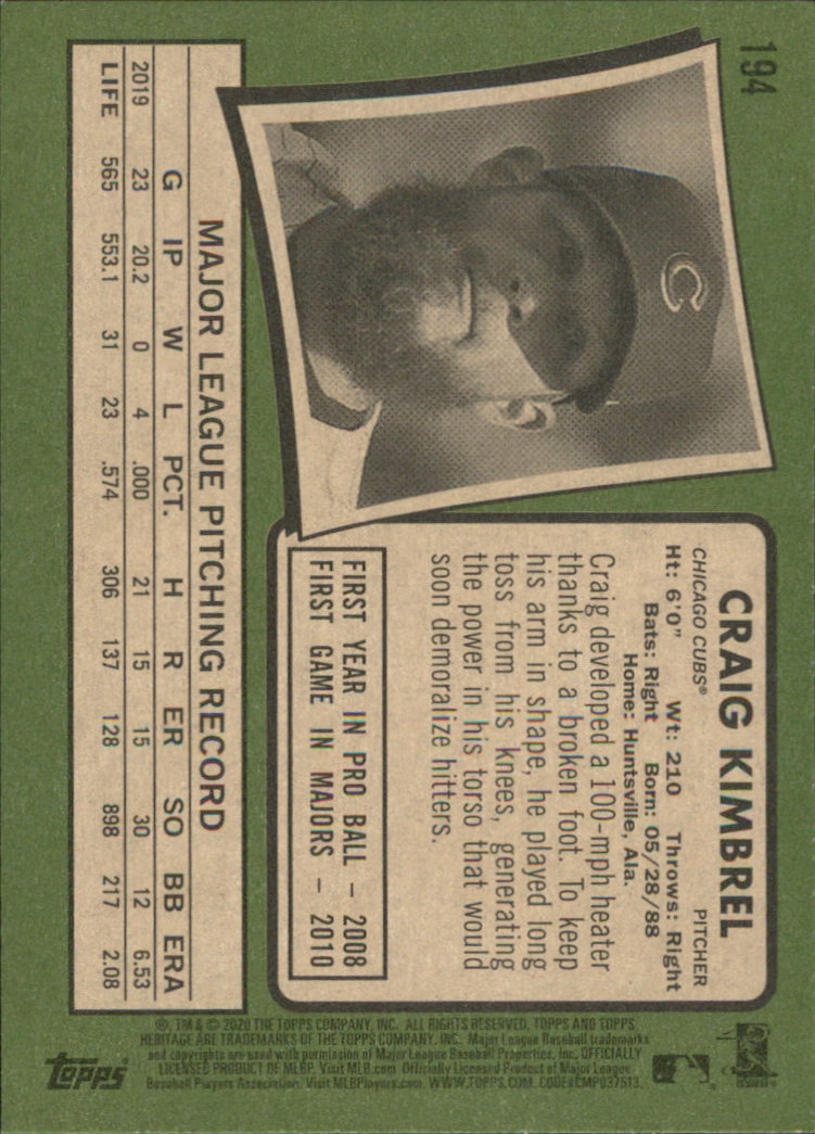 2020 Topps Heritage Baseball Part 1 Main Set Cards #1-#250 Rookies and Veterans - Picture 379 of 485