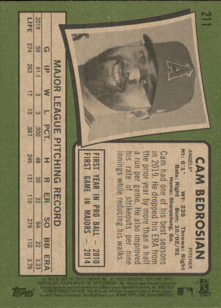 2020 Topps Heritage Baseball Part 1 Main Set Cards #1-#250 Rookies and Veterans - Picture 413 of 485