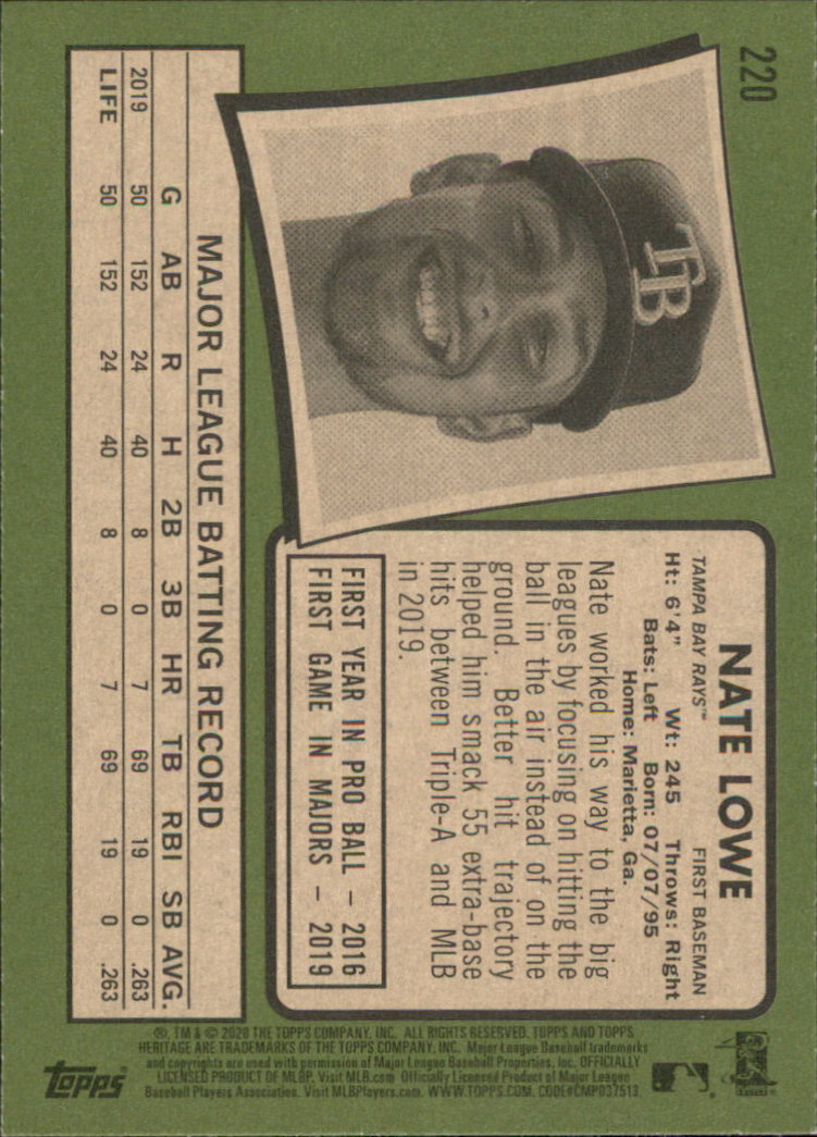 2020 Topps Heritage Baseball Part 1 Main Set Cards #1-#250 Rookies and Veterans - Picture 429 of 485