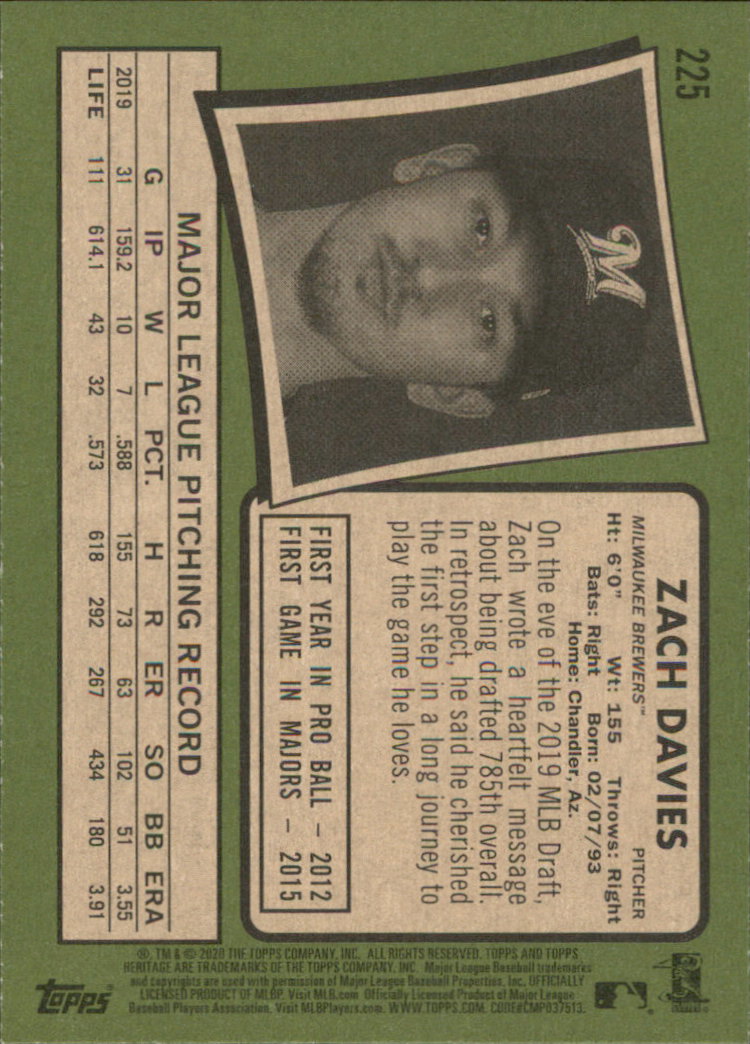 2020 Topps Heritage Baseball Part 1 Main Set Cards #1-#250 Rookies and Veterans - Picture 439 of 485