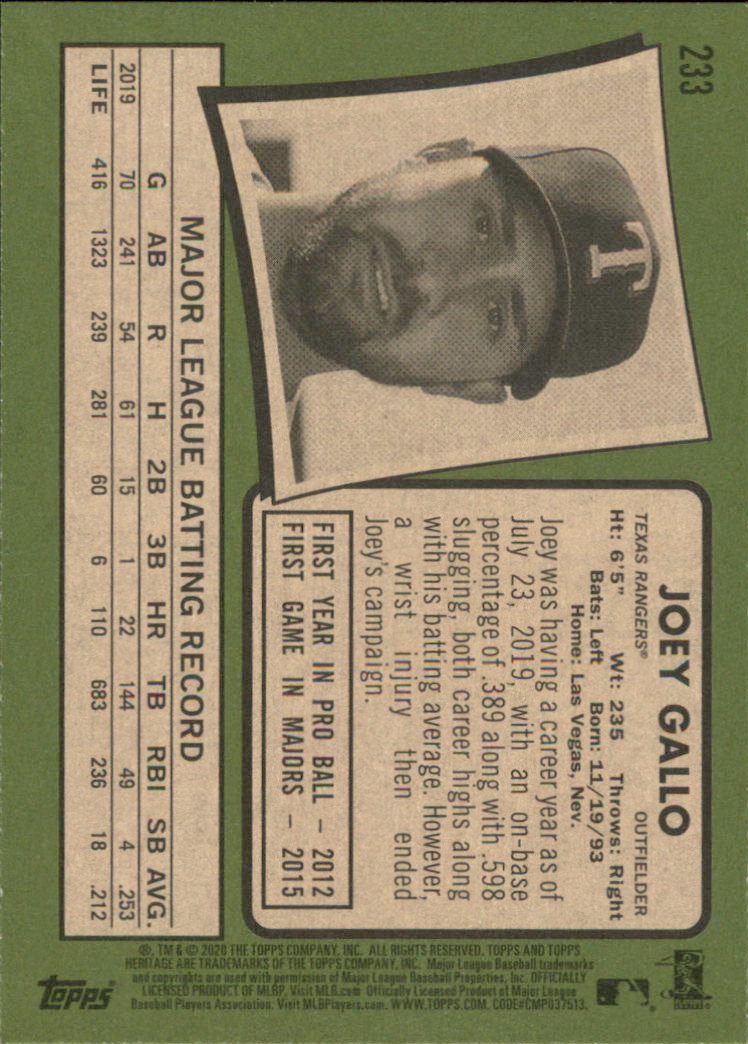 2020 Topps Heritage Baseball Part 1 Main Set Cards #1-#250 Rookies and Veterans - Picture 453 of 485