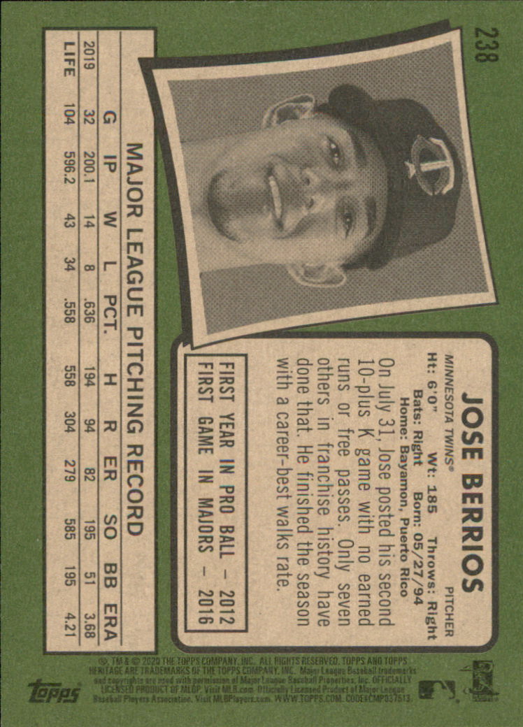 2020 Topps Heritage Baseball Part 1 Main Set Cards #1-#250 Rookies and Veterans - Picture 461 of 485