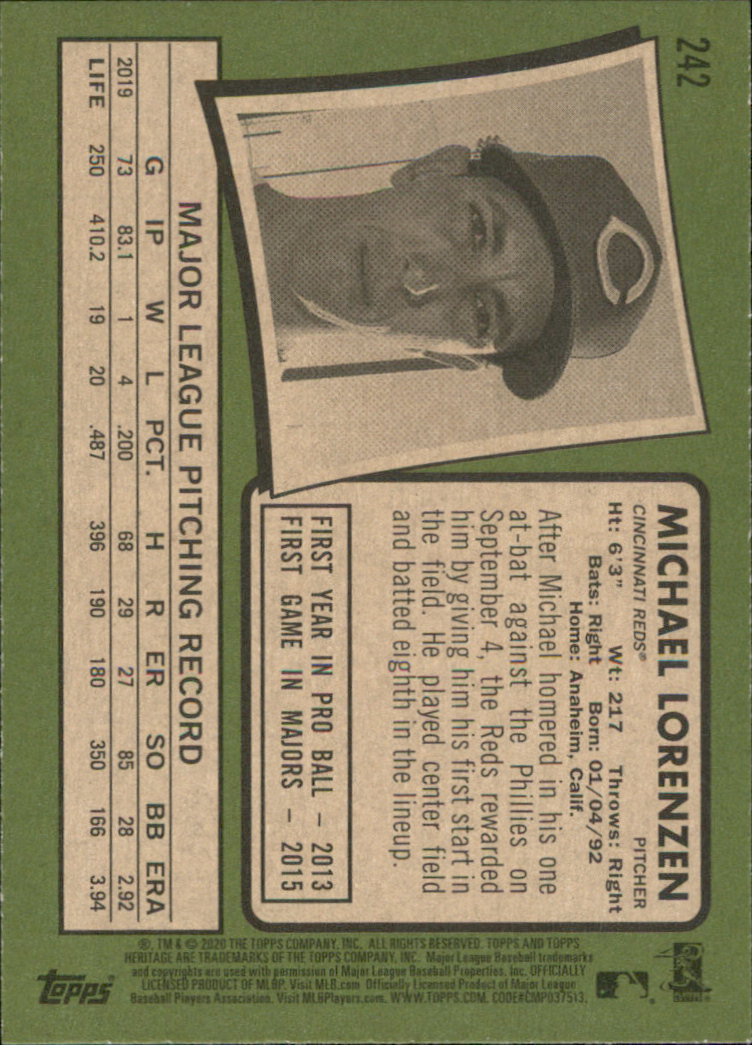 2020 Topps Heritage Baseball Part 1 Main Set Cards #1-#250 Rookies and Veterans - Picture 469 of 485
