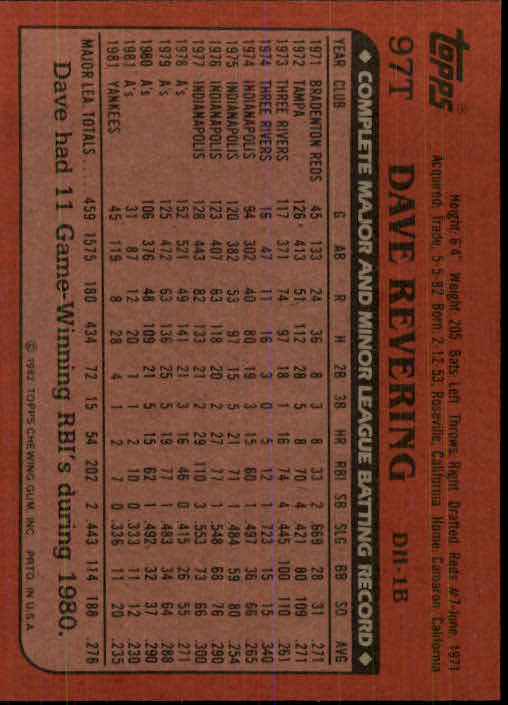 1982 Topps Traded Baseball Card Pick - Picture 165 of 215