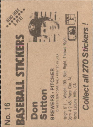 B1255- 1983 Fleer Stickers Baseball Card #s 1-200 -You Pick- 15+ FREE US SHIP - Picture 13 of 231