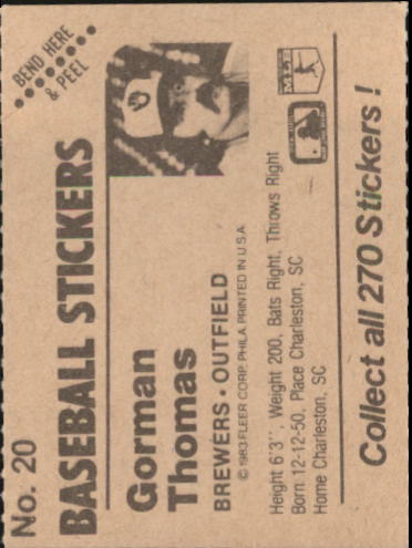 B1255- 1983 Fleer Stickers Baseball Card #s 1-200 -You Pick- 15+ FREE US SHIP - Picture 15 of 231