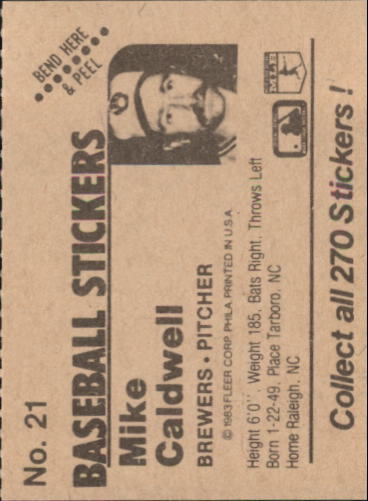 B1255- 1983 Fleer Stickers Baseball Card #s 1-200 -You Pick- 15+ FREE US SHIP - Picture 17 of 231