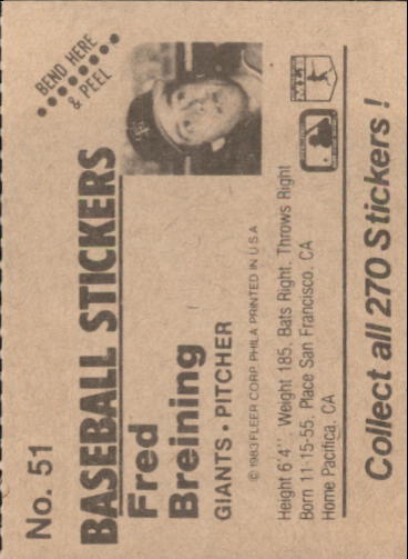 B1255- 1983 Fleer Stickers Baseball Card #s 1-200 -You Pick- 15+ FREE US SHIP - Picture 53 of 231