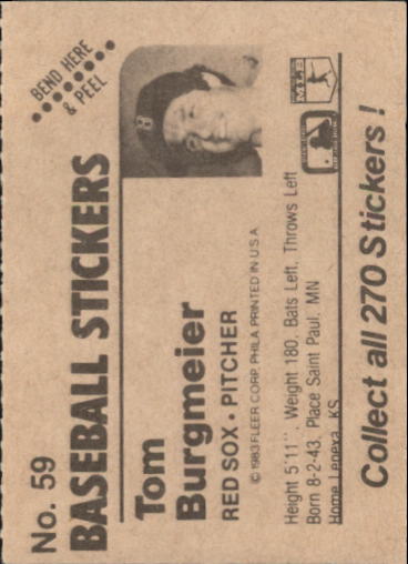 B1255- 1983 Fleer Stickers Baseball Card #s 1-200 -You Pick- 15+ FREE US SHIP - Picture 61 of 231