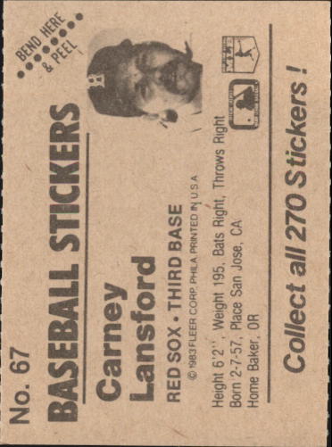 B1255- 1983 Fleer Stickers Baseball Card #s 1-200 -You Pick- 15+ FREE US SHIP - Picture 73 of 231