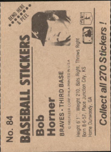 B1255- 1983 Fleer Stickers Baseball Card #s 1-200 -You Pick- 15+ FREE US SHIP - Picture 97 of 231