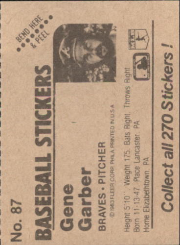 B1255- 1983 Fleer Stickers Baseball Card #s 1-200 -You Pick- 15+ FREE US SHIP - Picture 103 of 231