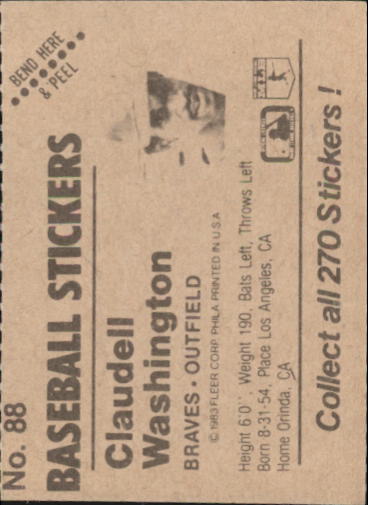 B1255- 1983 Fleer Stickers Baseball Card #s 1-200 -You Pick- 15+ FREE US SHIP - Picture 105 of 231