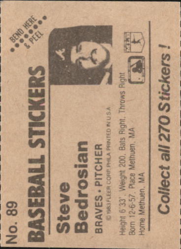 B1255- 1983 Fleer Stickers Baseball Card #s 1-200 -You Pick- 15+ FREE US SHIP - Picture 107 of 231